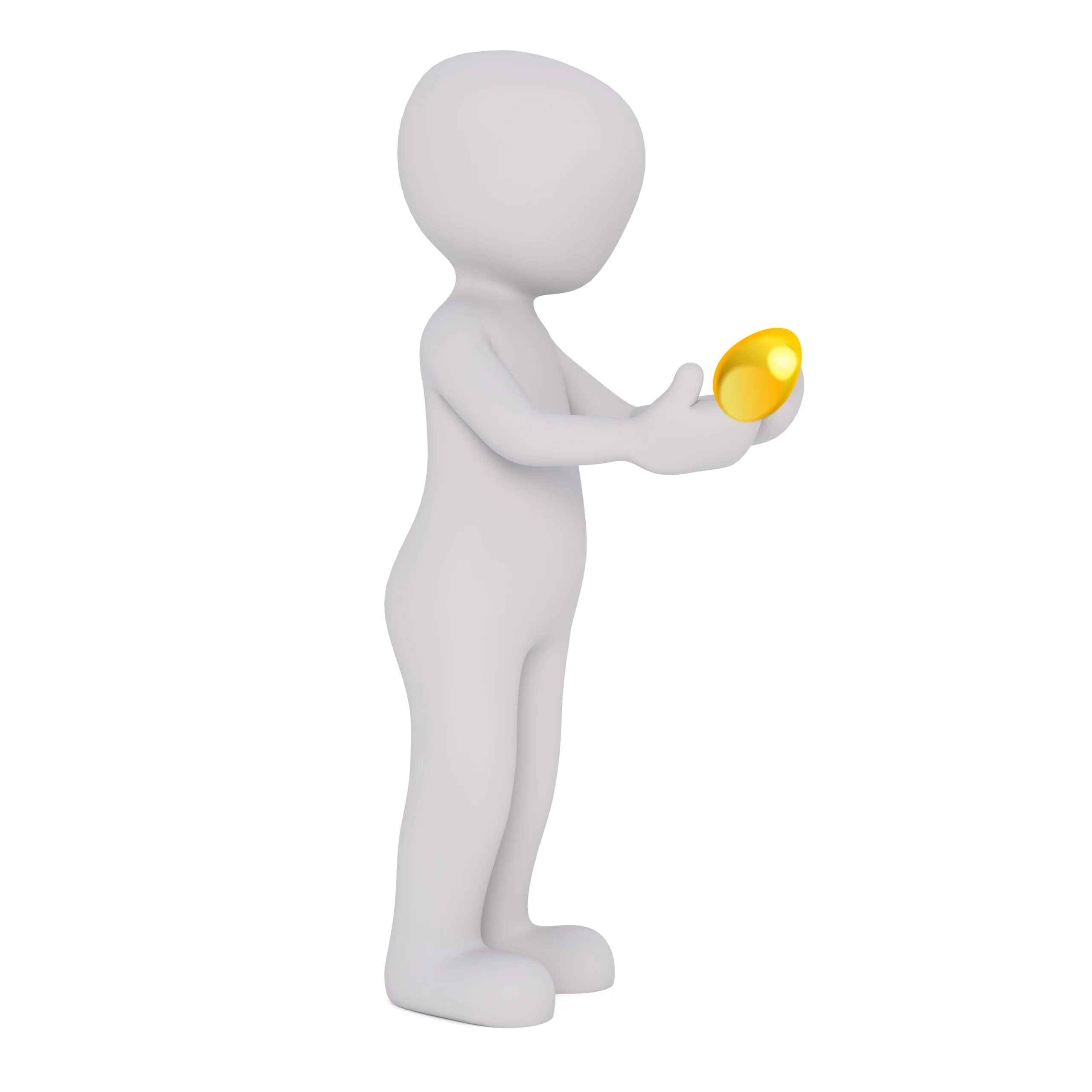sf_Figur-haltet_golden-egg Ein Mensch hält ein goldenes Ei in seinen Händen